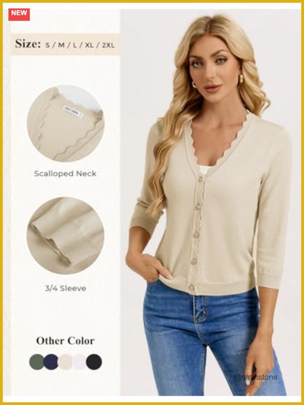 Lightweight 3/4 Sleeve V-Neck Cardigan Shrug for Summer Layering - Picture 3 of 6